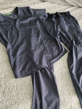 Dark Gray Two-Piece Medical Scrub Set